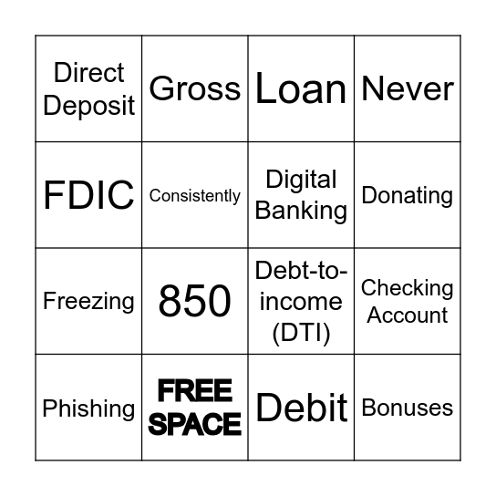 BANKING BINGO! Bingo Card