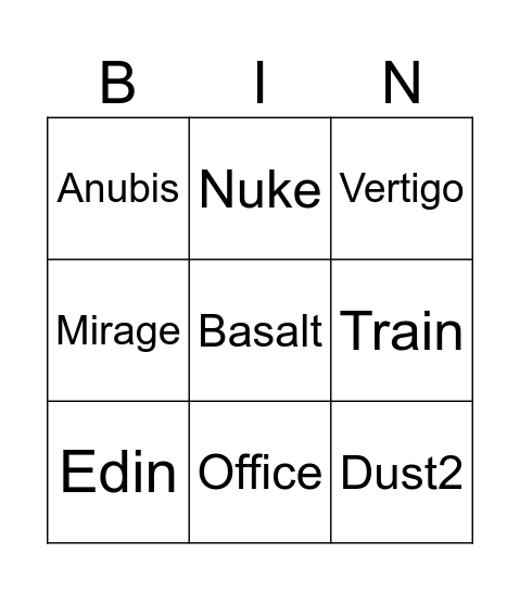 Mapy2 Bingo Card