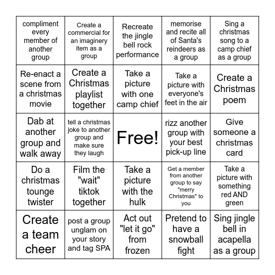 Leadership Training Side Quest Bingo Card