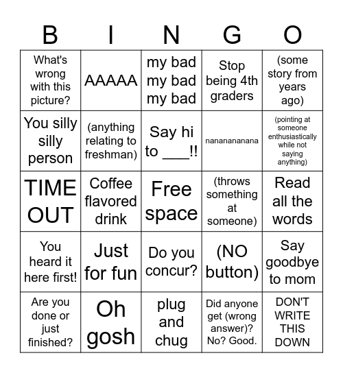 Lehman Bingo (honors/regular chem) Bingo Card