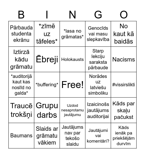 Zelčes Bingo Card