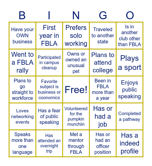 FBLA BINGO SHEET Bingo Card