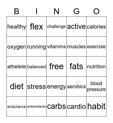 Fitness Bingo Card