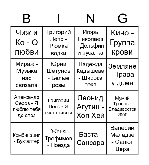 KLINGO Bingo Card