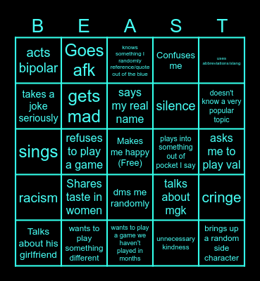 Beast0725 Bingo Card