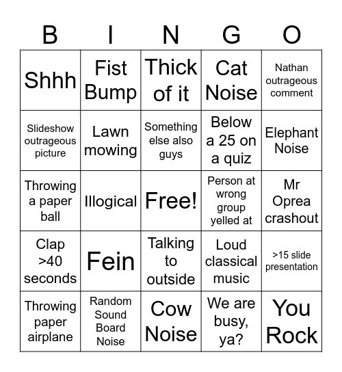 BINGOprea Bingo Card