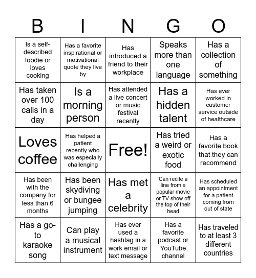 Appointment Team Bingo Card