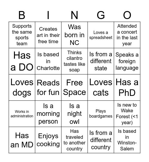 UGME Curriculum Retreat Bingo Card