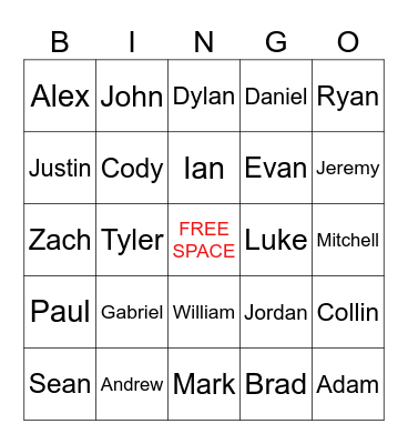 Kanika's Bois Bingo Card