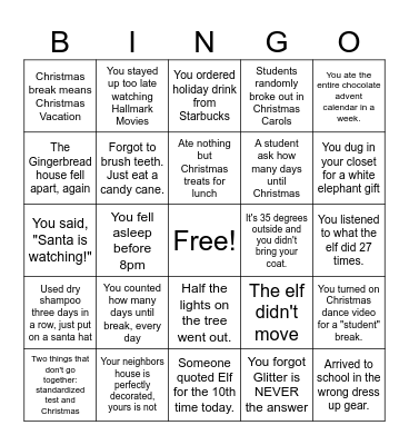 Christmas Bingo Card