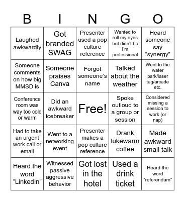 WSPRA Bingo Card