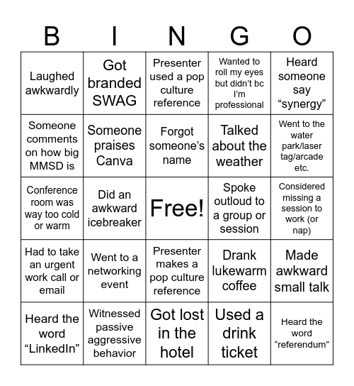 WSPRA Bingo Card