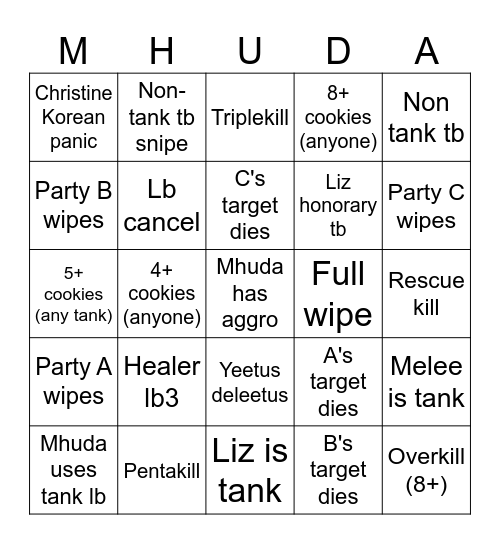 Jeuno Bingo Card