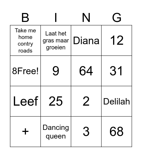 Ferm muziekbingo Card