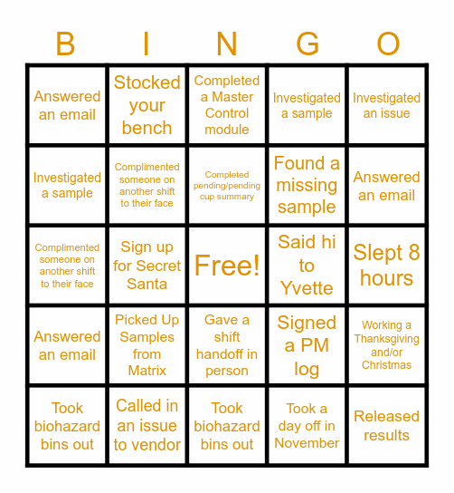 Molecular BINGO Card