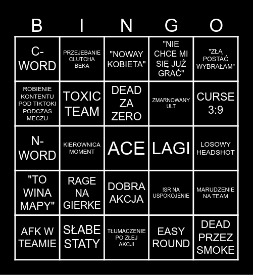 VALORANT RANKED Bingo Card