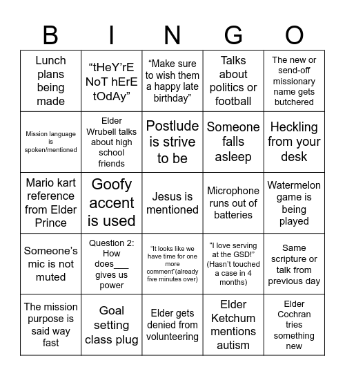 Morning Devotional Bingo Card