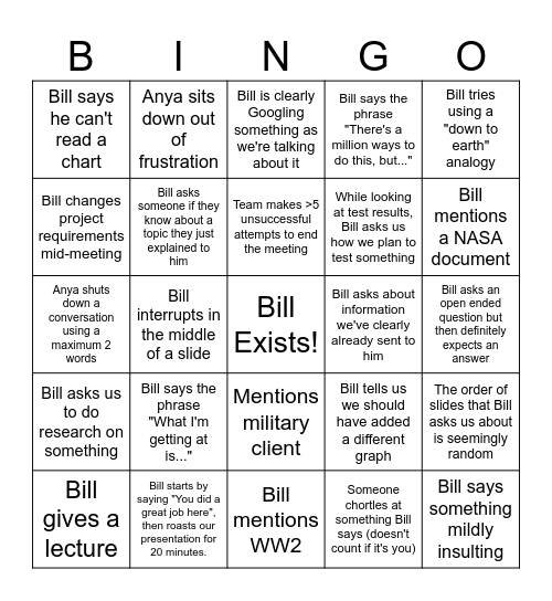 Bill Bingo Card