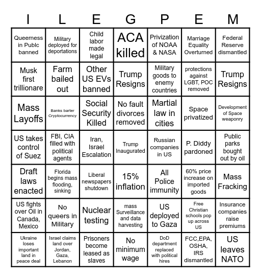 2025-2026ish Bingo Card