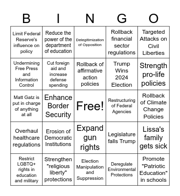 USA in 2025 Bingo Card