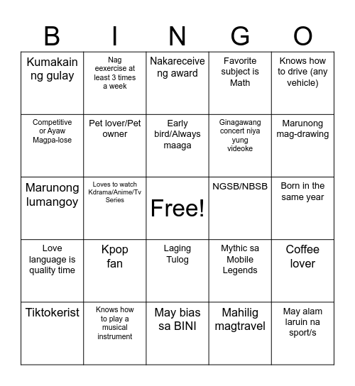 C1 x C3 Bingo Card