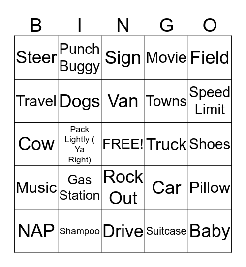 My Travel Bingo Card