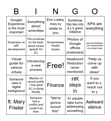 What's the Scoop 11/2024 Bingo Card