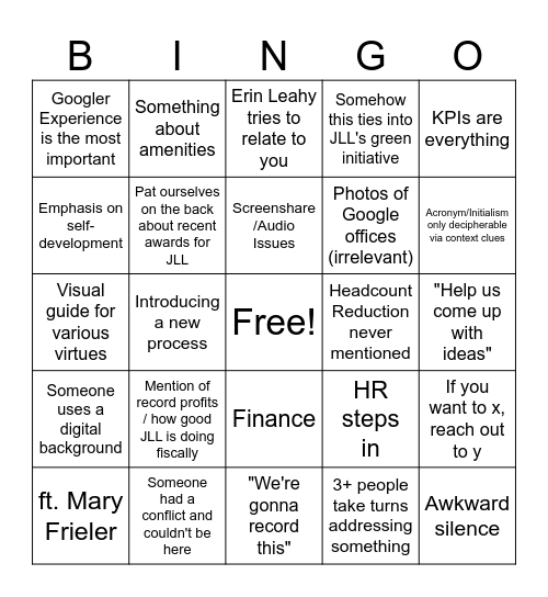 What's the Scoop 11/2024 Bingo Card