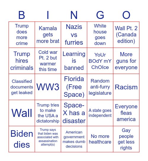 USAAAAA RAHHHHHHHHHHHHHHHH Bingo Card