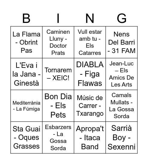 Bingo Musical La Marató 2024 Bingo Card