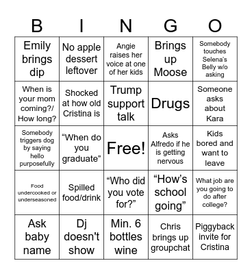 Thanksgiving 2024 Bingo Card