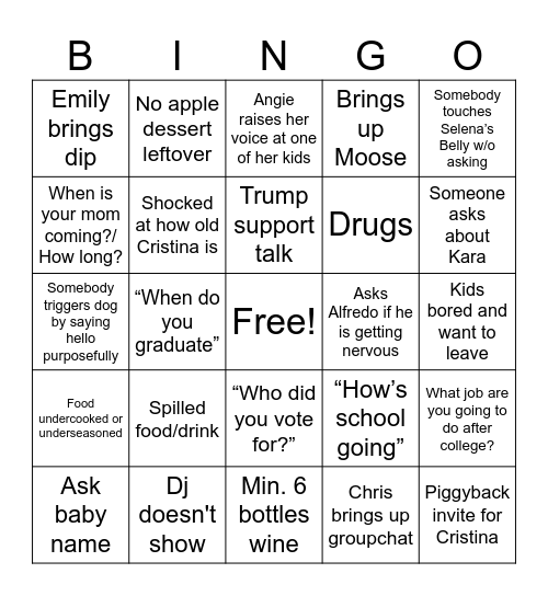 Thanksgiving 2024 Bingo Card