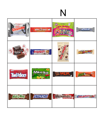 Candy Bar Baby Bingo Card