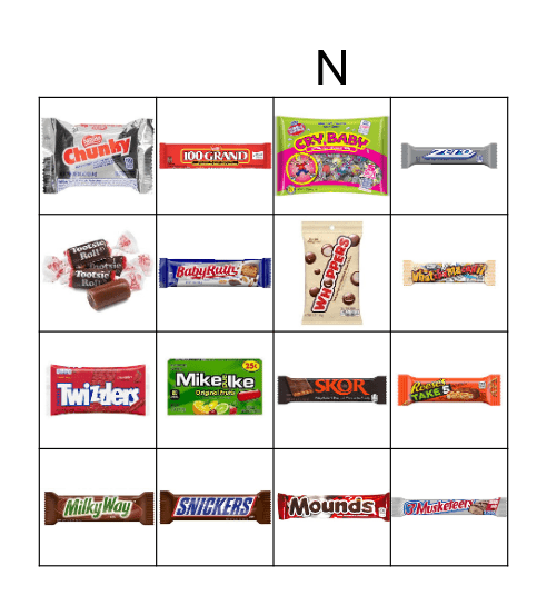 Candy Bar Baby Bingo Card