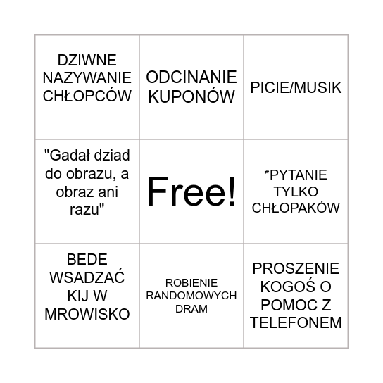 L Bingo Card