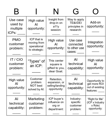 Goat Summit Bingo Card