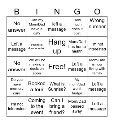 Call Blitz BINGO Card
