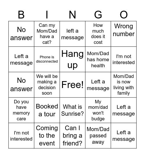 Call Blitz BINGO Card