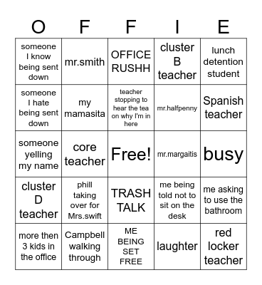 office bingo Card