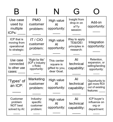 Goat Summit Bingo Card