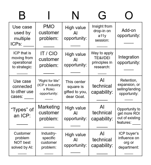 Goat Summit Bingo Card