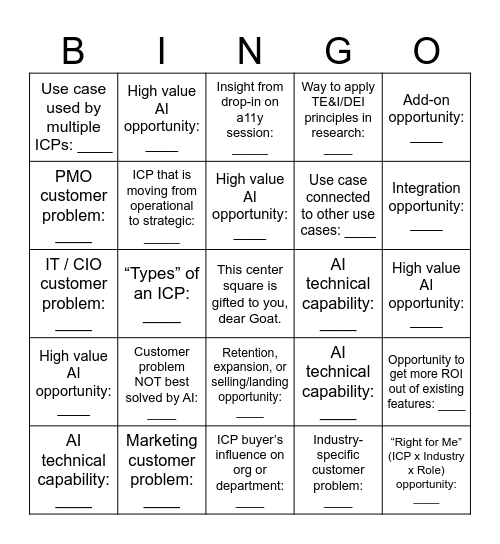 Goat Summit Bingo Card