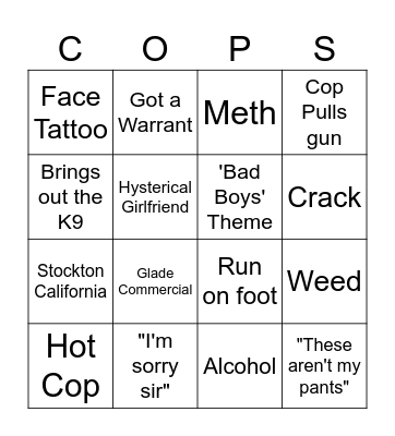 COPS Bingo Card