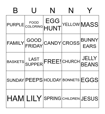 EASTER BINGO Card