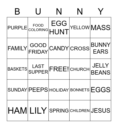 EASTER BINGO Card