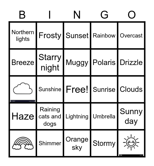 Crestview Weather Bingo Card