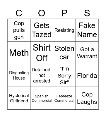 COPS Bingo Card
