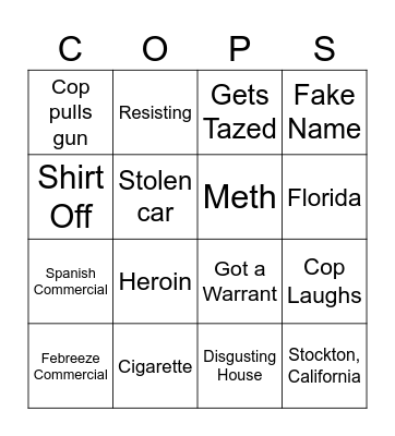 COPS Bingo Card