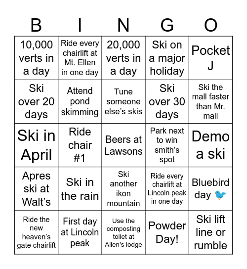 SKI BINGO 24/25 ⛷️ Bingo Card