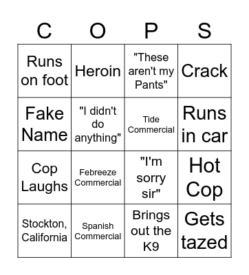 COPS Bingo Card